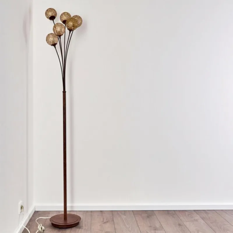 Lampes Dorées-hofstein Lampadaire Kitee Brun, 6 lumières