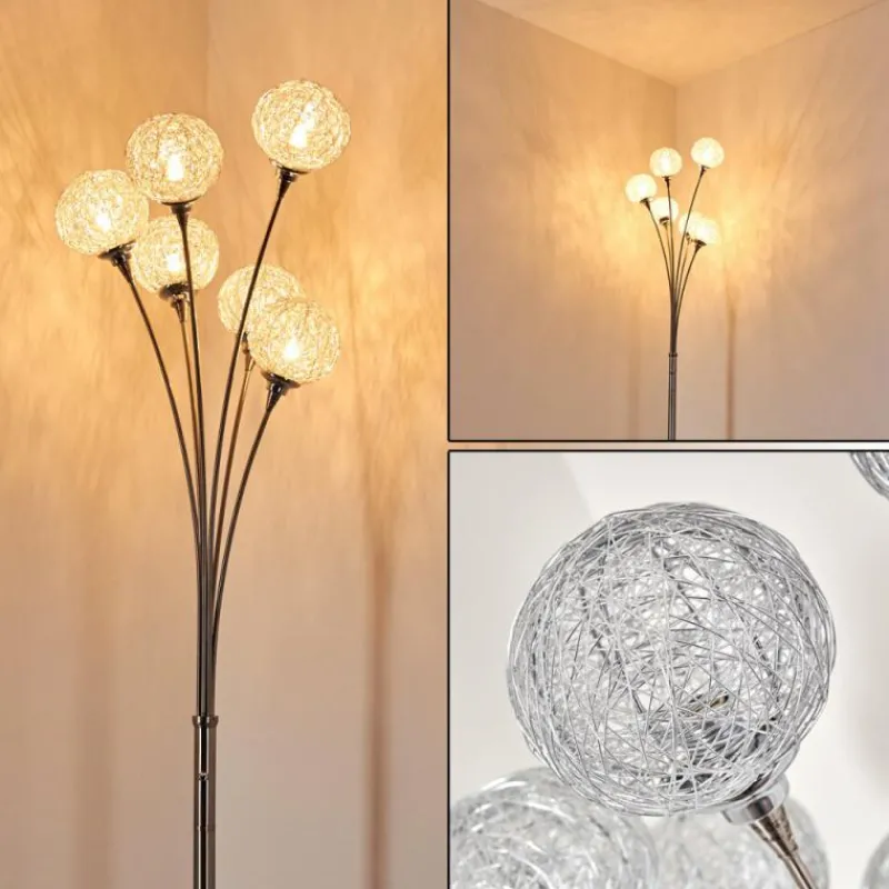 Lampes À Boules-hofstein Lampadaire Kitee Chrome, Nickel mat, 6 lumières