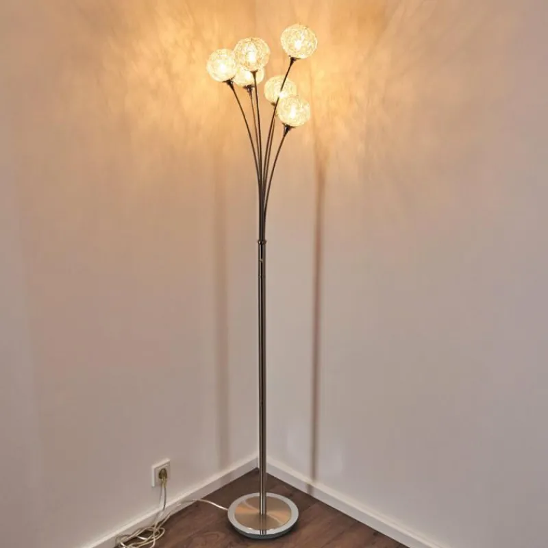 Lampes À Boules-hofstein Lampadaire Kitee Chrome, Nickel mat, 6 lumières