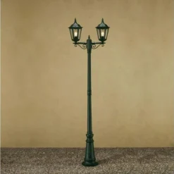 Luminaires Konstsmide Lampadaire Konstsmide Firenze Vert, 2 lumières