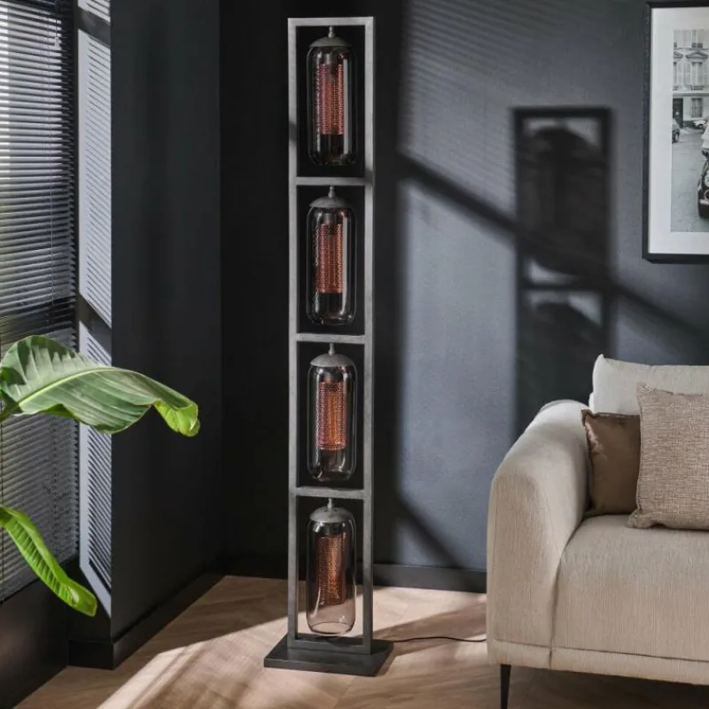 Suspension Verre Fumé-hofstein Lampadaire Lalora Anthracite, 4 lumières