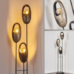 Lampes Vintages & Rétros-hofstein Lampadaire Lamington Noir, Argenté, 3 lumières