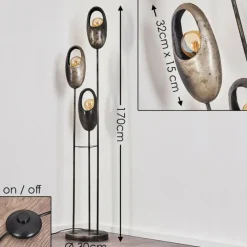 Lampes Vintages & Rétros-hofstein Lampadaire Lamington Noir, Argenté, 3 lumières