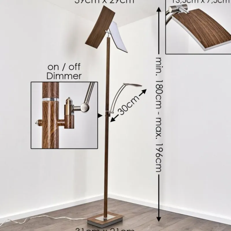 hofstein Lampadaire Lasona LED Brun, Argenté, 2 lumières* Lampadaires Et Lampes Sur Pied