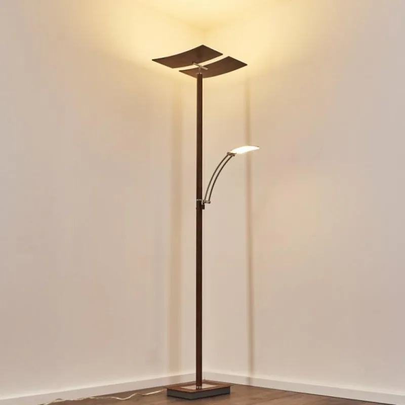 hofstein Lampadaire Lasona LED Brun, Argenté, 2 lumières* Lampadaires Et Lampes Sur Pied