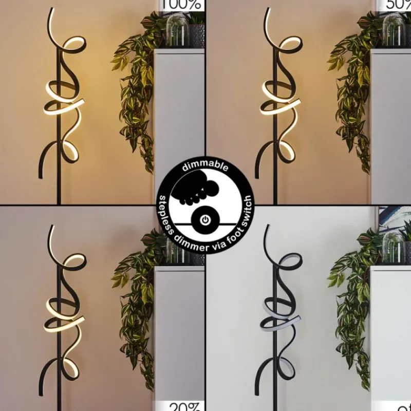 Lampes Art Déco-hofstein Lampadaire Lavaca LED Noir, 2 lumières