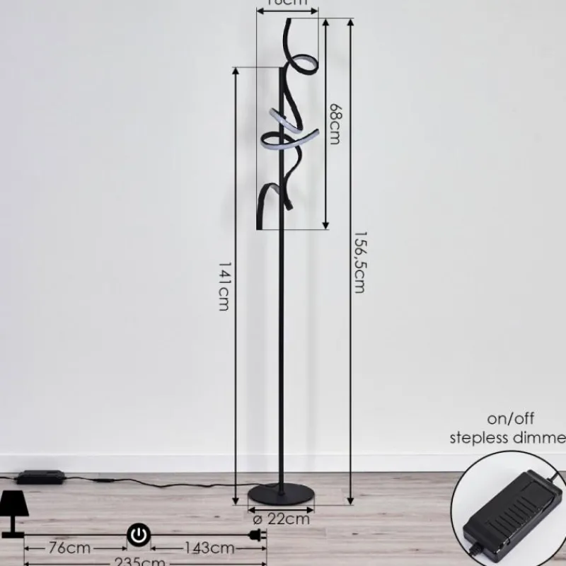 Lampes Art Déco-hofstein Lampadaire Lavaca LED Noir, 2 lumières