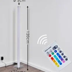 hofstein Lampadaire LED RGB Globo ROCKY Argenté, 1 lumière, Télécommandes, Changeur de couleurs