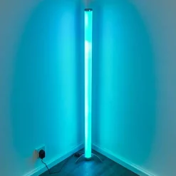 hofstein Lampadaire LED RGB Globo ROCKY Argenté, 1 lumière, Télécommandes, Changeur de couleurs