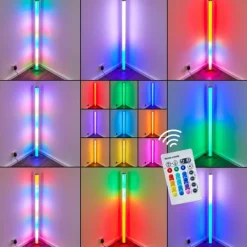hofstein Lampadaire LED RGB Globo ROCKY Argenté, 1 lumière, Télécommandes, Changeur de couleurs