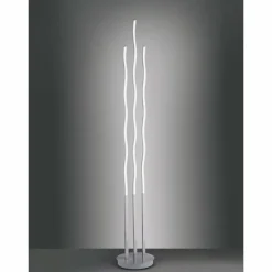 Luminaires Leuchten Direkt Lampadaire Leuchten Direkt Ls-WAVE LED Acier inoxydable, 3 lumières, Télécommandes, Changeur de couleurs