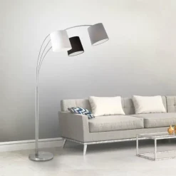 Lampes En Tissu-Luminaires Leuchten Direkt Lampadaire Leuchten-Direkt MELVIN Gris, Noir, Blanc, 3 lumières