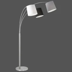 Lampes En Tissu-Luminaires Leuchten Direkt Lampadaire Leuchten-Direkt MELVIN Gris, Noir, Blanc, 3 lumières