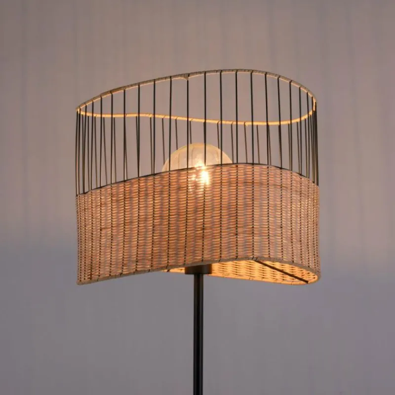 Lampes En Bois-Luminaires Leuchten Direkt Lampadaire Leuchten-Direkt REED Noir, 1 lumière