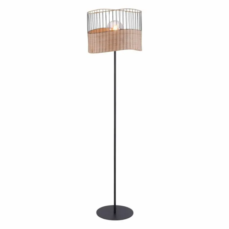 Lampes En Bois-Luminaires Leuchten Direkt Lampadaire Leuchten-Direkt REED Noir, 1 lumière