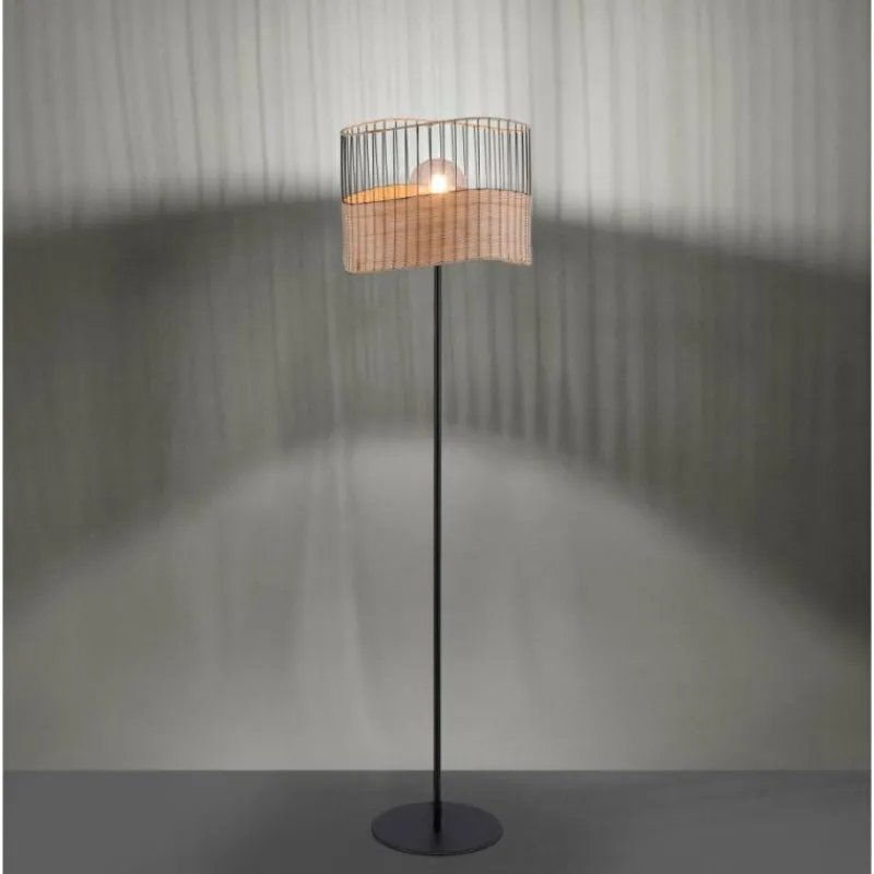 Lampes En Bois-Luminaires Leuchten Direkt Lampadaire Leuchten-Direkt REED Noir, 1 lumière