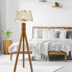 Luminaires Rustiques-Luminaires Leuchten Direkt Lampadaire Leuchten-Direkt FREDERIK Bois foncé, 1 lumière