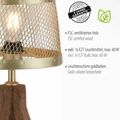 Luminaires Rustiques-Luminaires Leuchten Direkt Lampadaire Leuchten-Direkt FREDERIK Bois foncé, 1 lumière