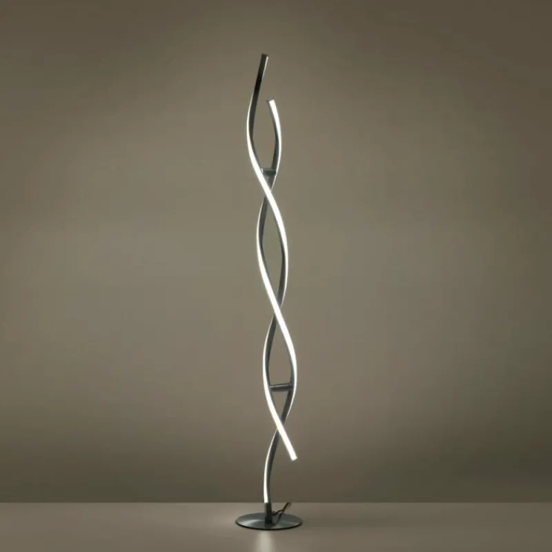 Luminaires Leuchten Direkt Lampadaire Leuchten-Direkt LOLAsmart-SWING LED Acier brossé, 2 lumières, Télécommandes, Changeur de couleurs