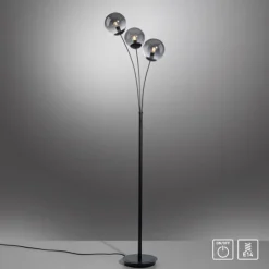 Suspension Verre Fumé-Luminaires Leuchten Direkt Lampadaire Leuchten-Direkt BIG WIDOW Noir, 3 lumières