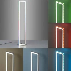 Luminaires Leuchten Direkt Lampadaire Leuchten-Direkt FELIX60 LED Acier brossé, 2 lumières, Télécommandes, Changeur de couleurs* Éclairage Led