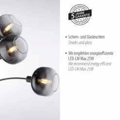 Suspension Verre Fumé-Luminaires Leuchten Direkt Lampadaire Leuchten-Direkt ZEA Noir, 3 lumières