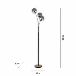 Suspension Verre Fumé-Luminaires Leuchten Direkt Lampadaire Leuchten-Direkt GREEN WIDOW Écru, Noir, 3 lumières