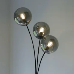 Suspension Verre Fumé-Luminaires Leuchten Direkt Lampadaire Leuchten-Direkt GREEN WIDOW Écru, Noir, 3 lumières