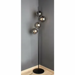 Suspension Verre Fumé-Luce Design Lampadaire NEPTUN Noir, 4 lumières
