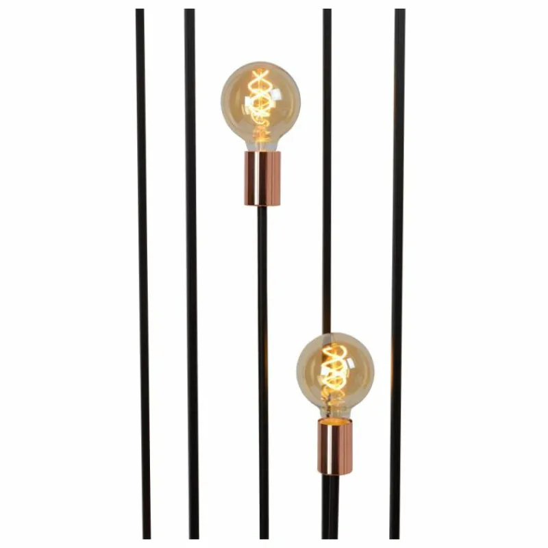 Lampes Vintages & Rétros-Luminaires Lucide Lampadaire Lucide ARTHUR Noir, 3 lumières