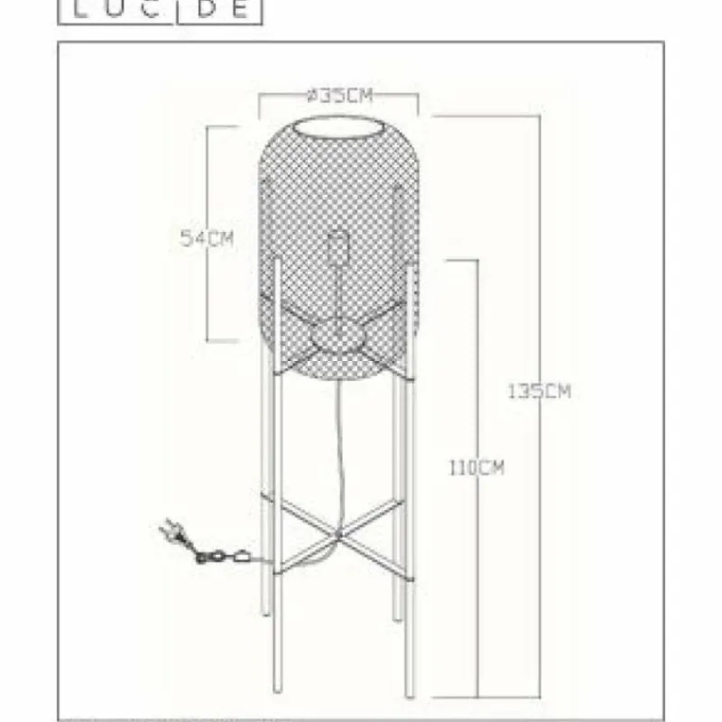 Lampes Dorées-Luminaires Lucide Lampadaire Lucide MESH Or, 1 lumière