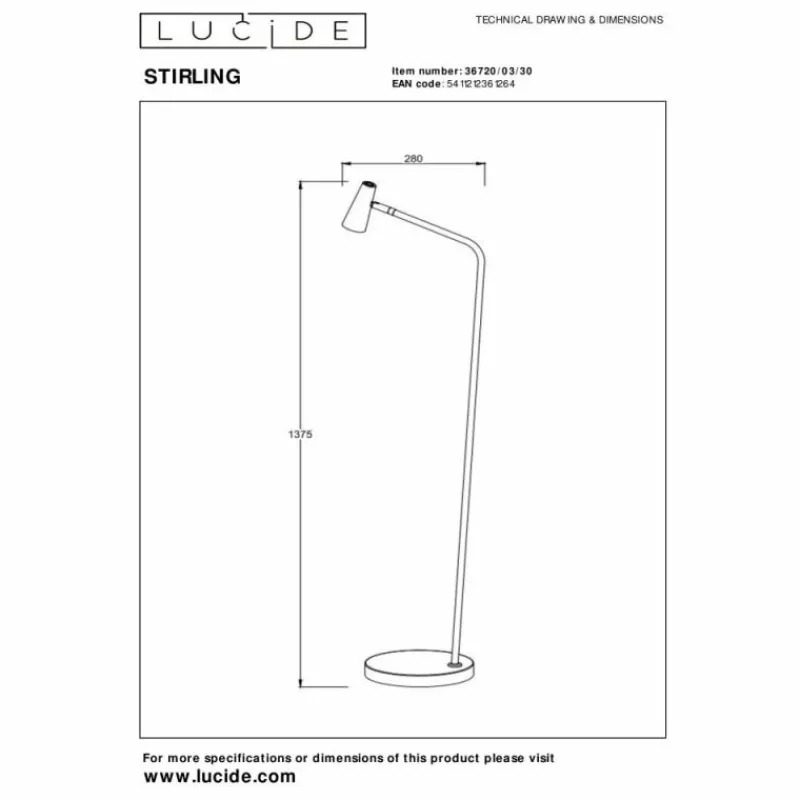 Luminaires Lucide Lampadaire Lucide STIRLING LED Noir, 1 lumière* Éclairage Led