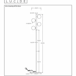Luminaires Lucide Lampadaire Lucide TYCHO Or, 4 lumières