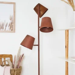 Lampes Industrielles-hofstein Lampadaire Lungre Rouille, 3 lumières