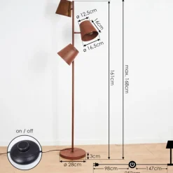 Lampes Industrielles-hofstein Lampadaire Lungre Rouille, 3 lumières
