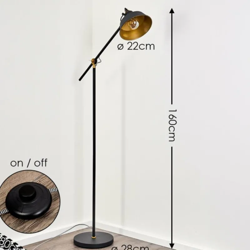 Lampes Dorées-hofstein Lampadaire Luven Or, Noir, Noir doré, 1 lumière