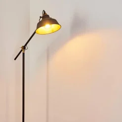 Lampes Dorées-hofstein Lampadaire Luven Or, Noir, Noir doré, 1 lumière