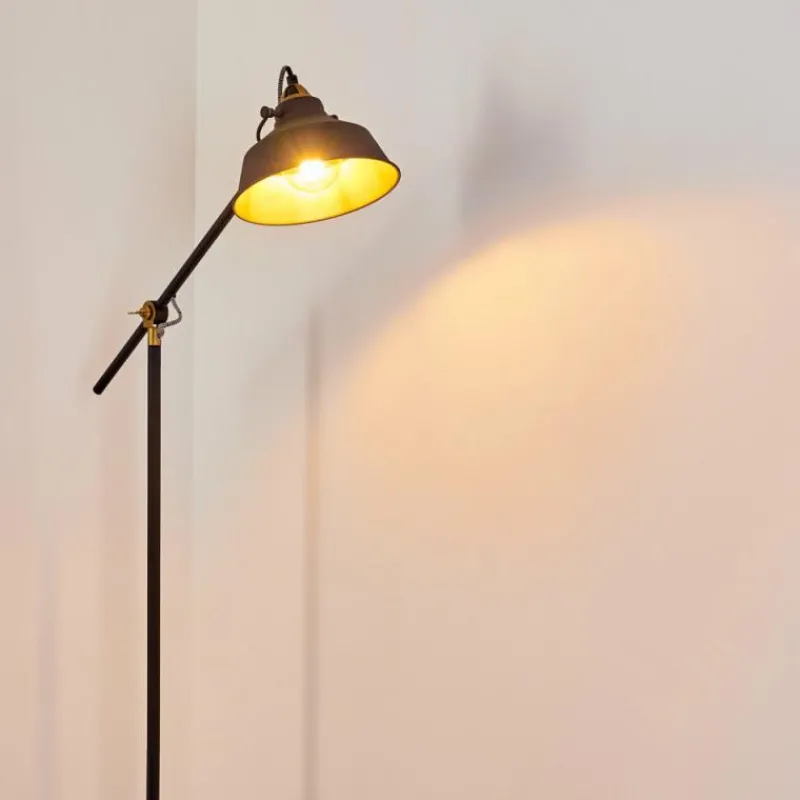 Lampes Dorées-hofstein Lampadaire Luven Or, Noir, Noir doré, 1 lumière