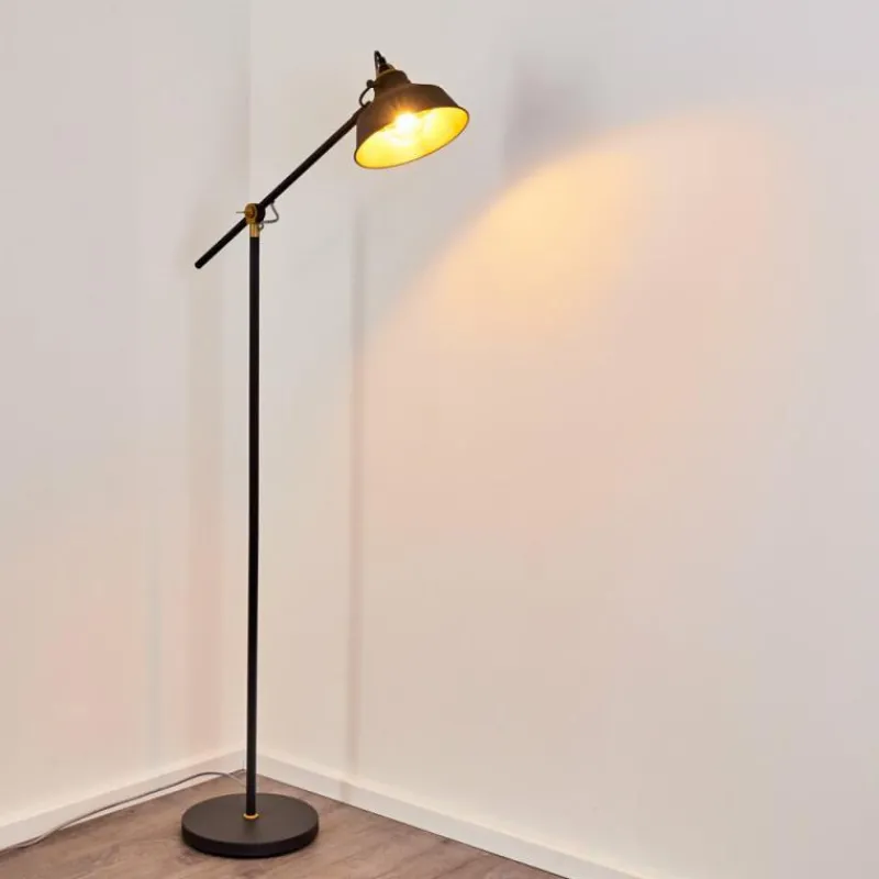 Lampes Dorées-hofstein Lampadaire Luven Or, Noir, Noir doré, 1 lumière