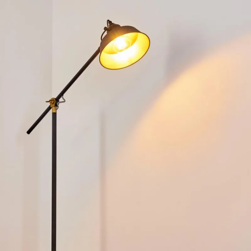 Lampes Dorées-hofstein Lampadaire Luven Or, Noir, Noir doré, 1 lumière