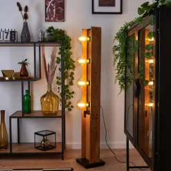 Lampes Vintages & Rétros-hofstein Lampadaire Maahui Écru, Noir, 4 lumières