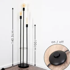 hofstein Lampadaire Maidford Noir, 3 lumières