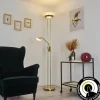 hofstein Lampadaire Mairoa LED Laiton, 2 lumières