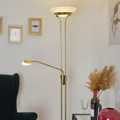 hofstein Lampadaire Mairoa LED Laiton, 2 lumières