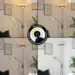 hofstein Lampadaire Mairoa LED Nickel mat, 2 lumières