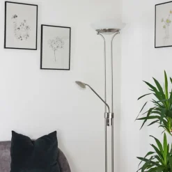 hofstein Lampadaire Mairoa LED Nickel mat, 2 lumières