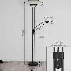 hofstein Lampadaire Mairoa LED Noir, 2 lumières