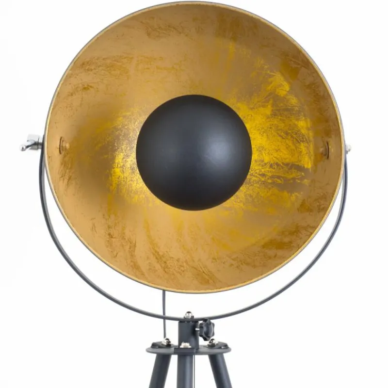 Lampes Dorées-hofstein Lampadaire Maloy Chrome, Noir, 1 lumière