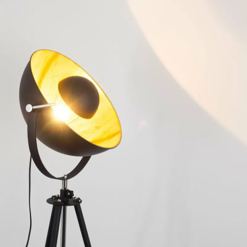 Lampes Dorées-hofstein Lampadaire Maloy Chrome, Noir, 1 lumière