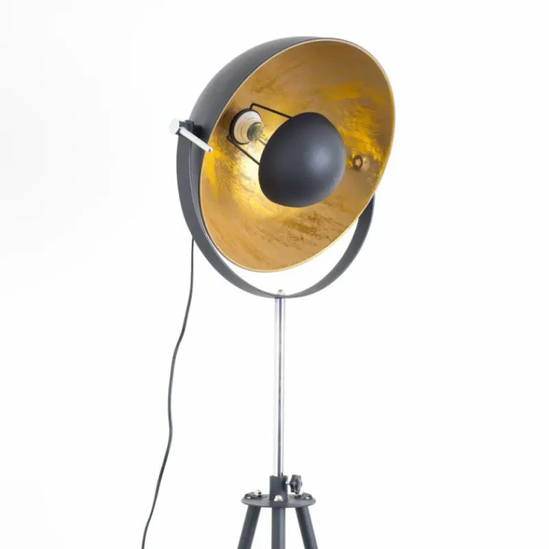 Lampes Dorées-hofstein Lampadaire Maloy Chrome, Noir, 1 lumière